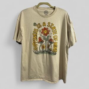 DOM Happiness is a state of mind retro hippie mushroom print tee size XL